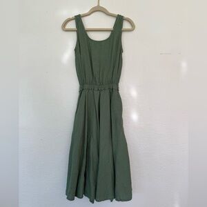 Not Perfect Linen Green Sleeveless Dress